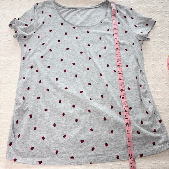 H&M maternity Cotton T-shirt gray with an adorable ladybug‎ pattern Size XL - Picture 8 of 11
